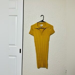 Elegant Mustard Midi Dress